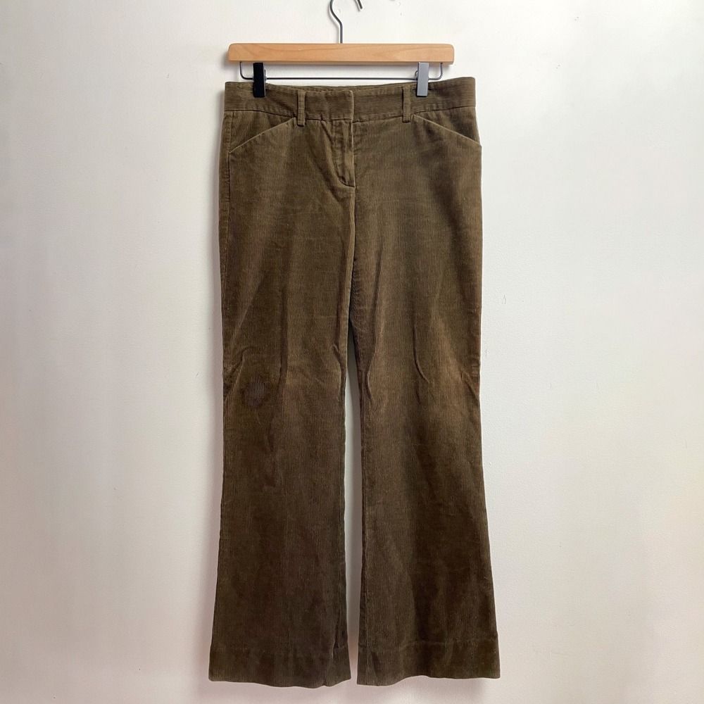 Theory Y2K Brown Corduroy Flare Leg Pants Size 6 Preppy Academia Minimalist